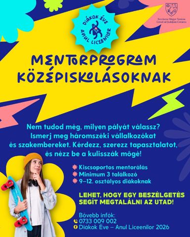 Diákok Éve Mentorprogram: középiskolások jelentkezését várjuk
